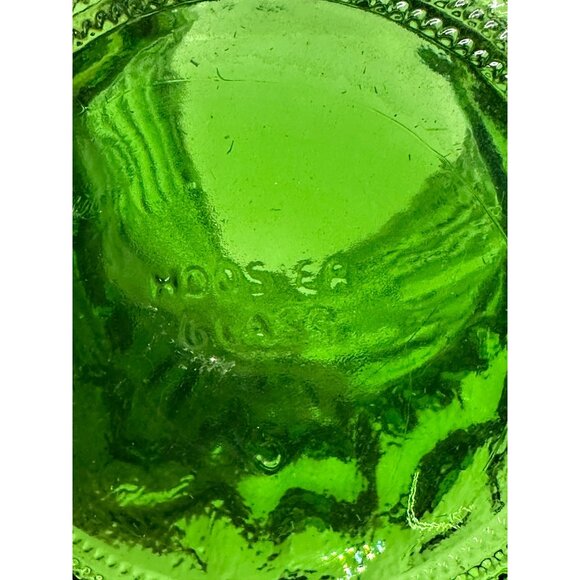 VTG MCM Emerald Green Crinkle Glass Vase | Heavy Textured 10" Tall Bark Design - Picture 5 of 6